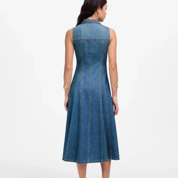 Madewell Pleated Midi Shirtdress in Billings Wash: Airy Denim Edition NU500 Sz 4 - Picture 3 of 8